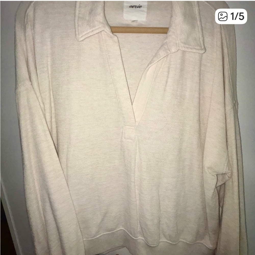 Aerie Cream Knit Top